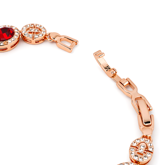 Emerald Halo Tennis Bracelet - Ruby Pink