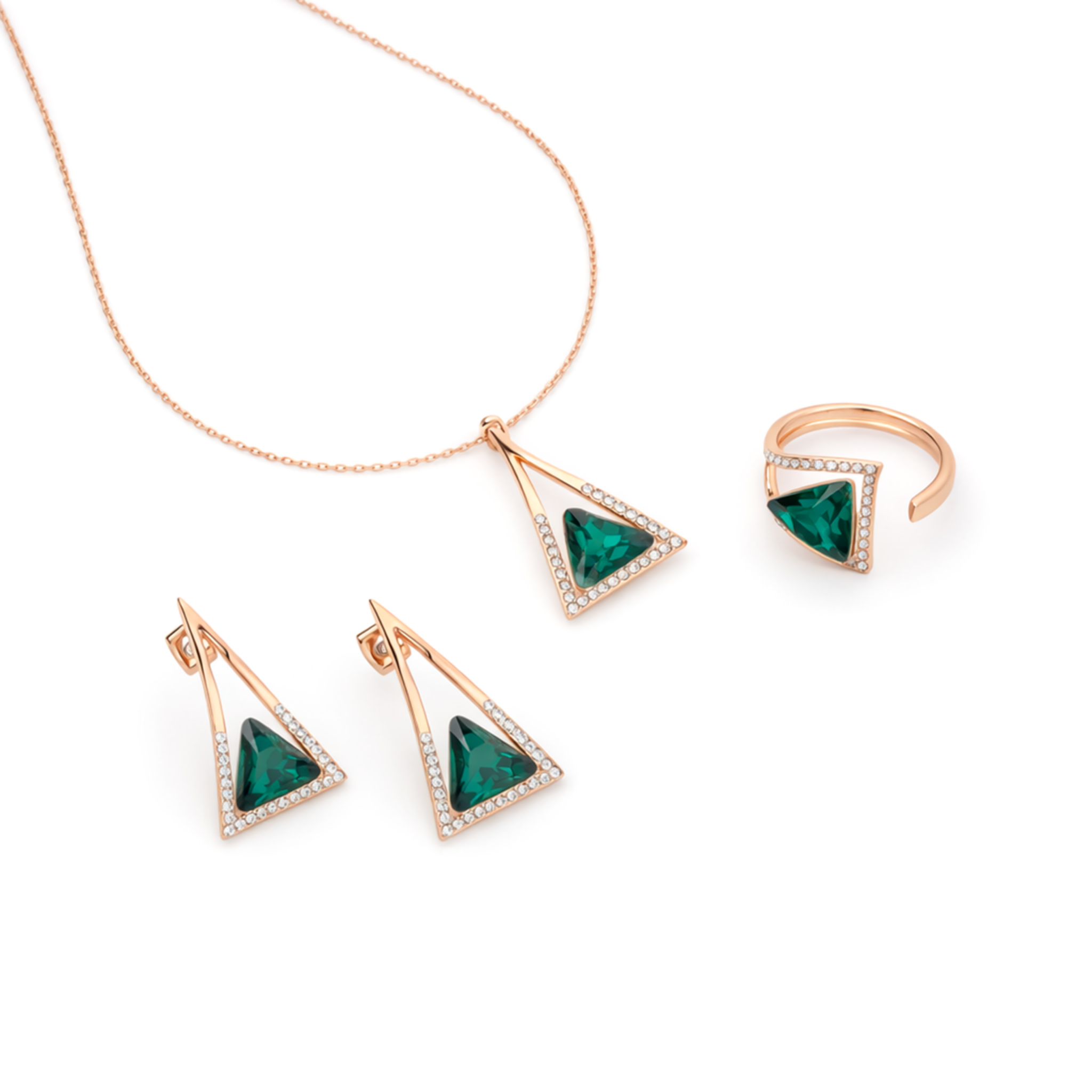 Emerald Apex Triangle Set