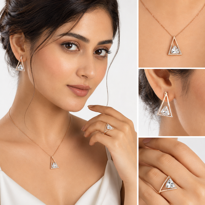 Emerald Apex Triangle Set - Silver