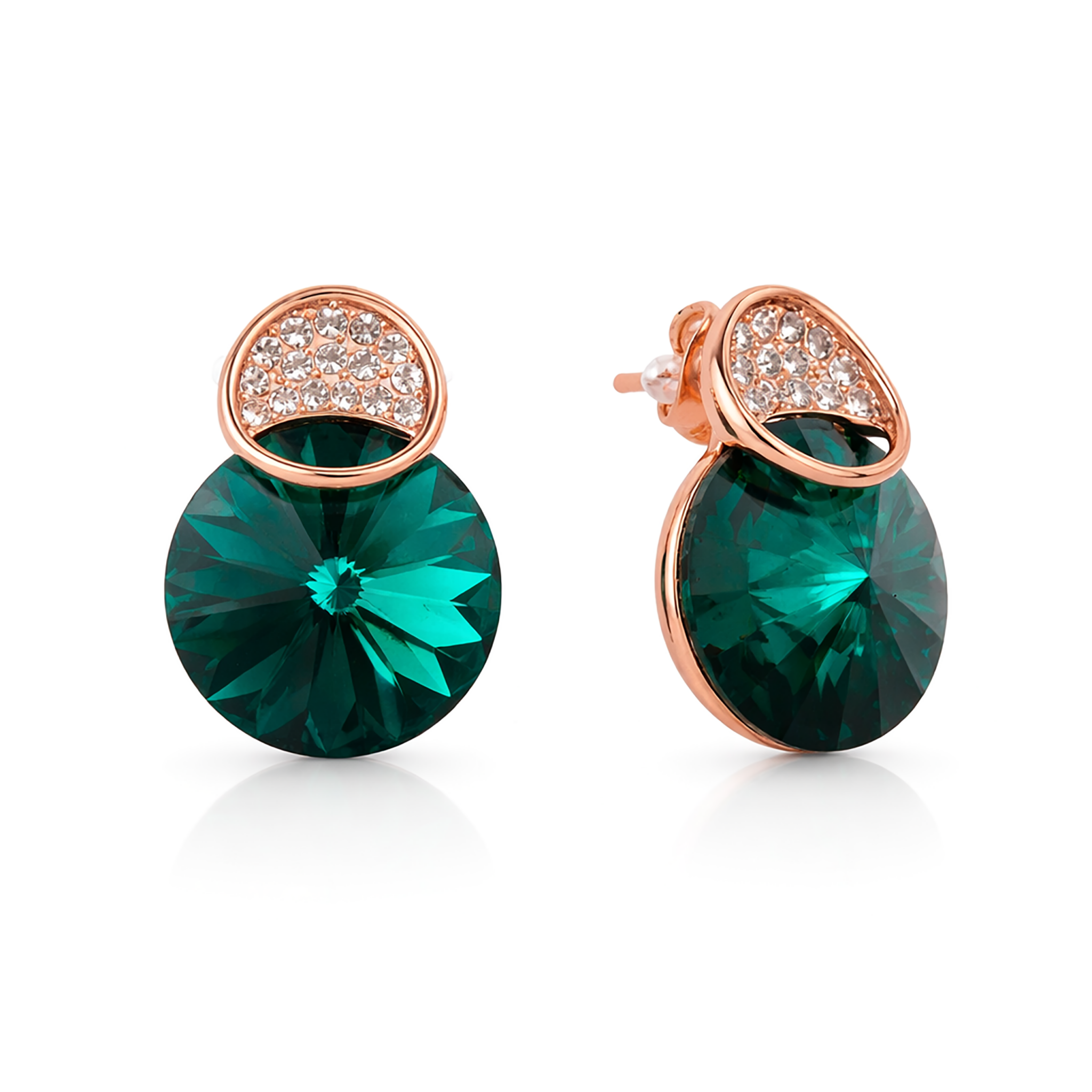 Emerald Glow Rivoli Stud Earrings
