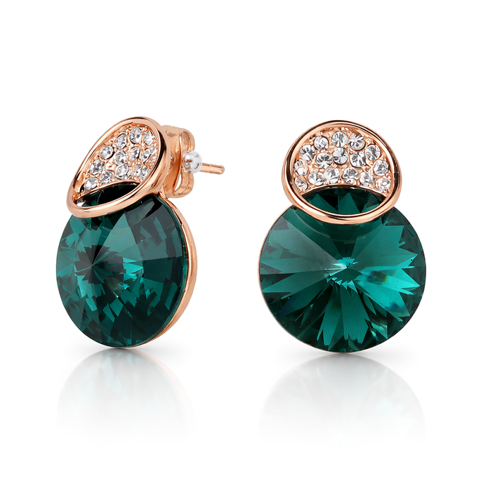 Emerald Glow Rivoli Stud Earrings