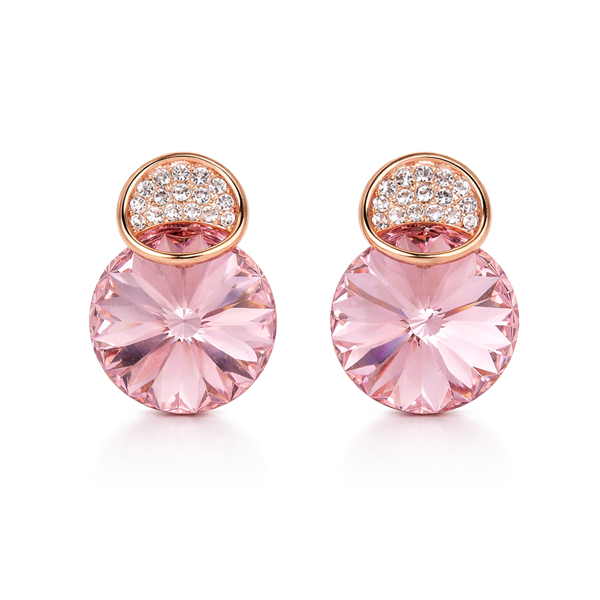 Emerald Glow Rivoli Stud Earrings - Rose pink