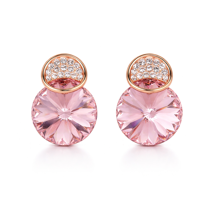 Emerald Glow Rivoli Stud Earrings - Rose pink