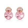 Emerald Glow Rivoli Stud Earrings - Rose pink