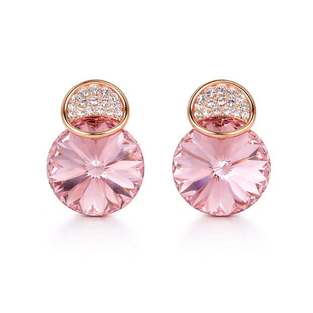Emerald Glow Rivoli Stud Earrings - Rose pink