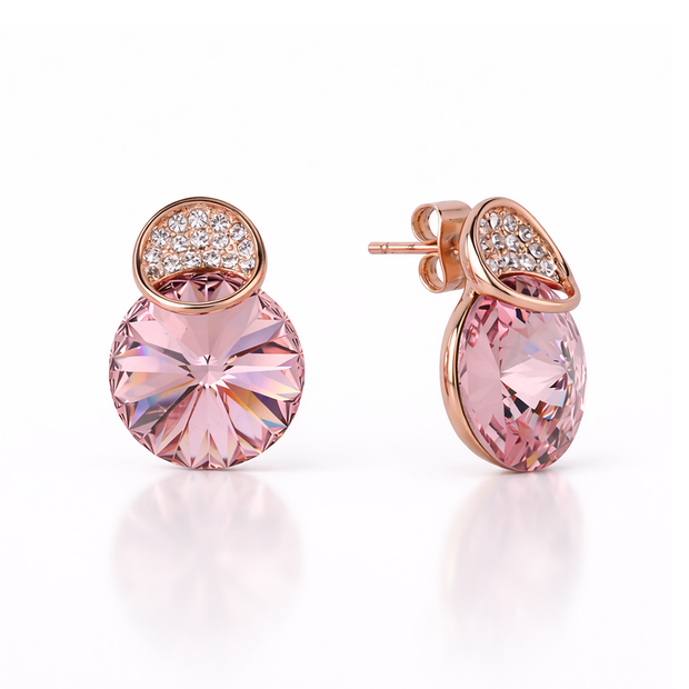 Emerald Glow Rivoli Stud Earrings - Rose pink