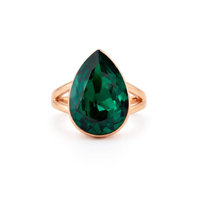 Emerald Teardrop Solitaire Ring
