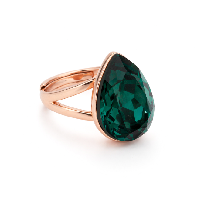 Emerald Teardrop Solitaire Ring