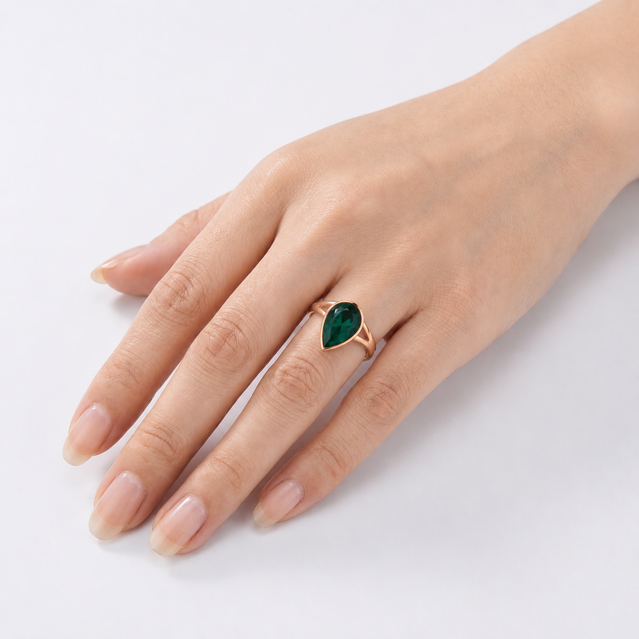 Emerald Teardrop Solitaire Ring