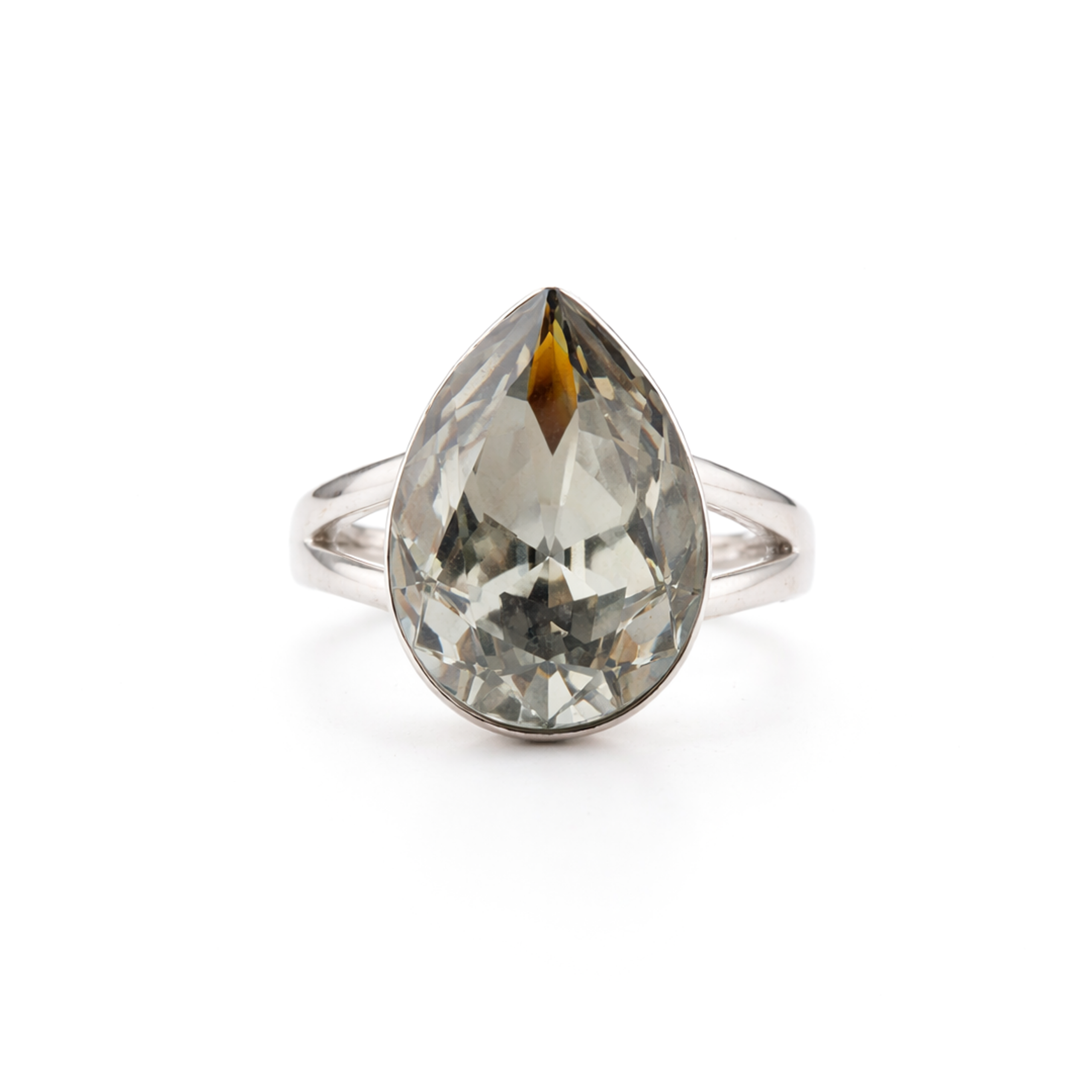 Pear-Cut Crystal Solitaire Ring - Clear
