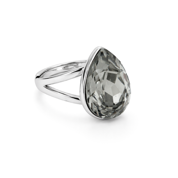 Pear-Cut Crystal Solitaire Ring - Clear