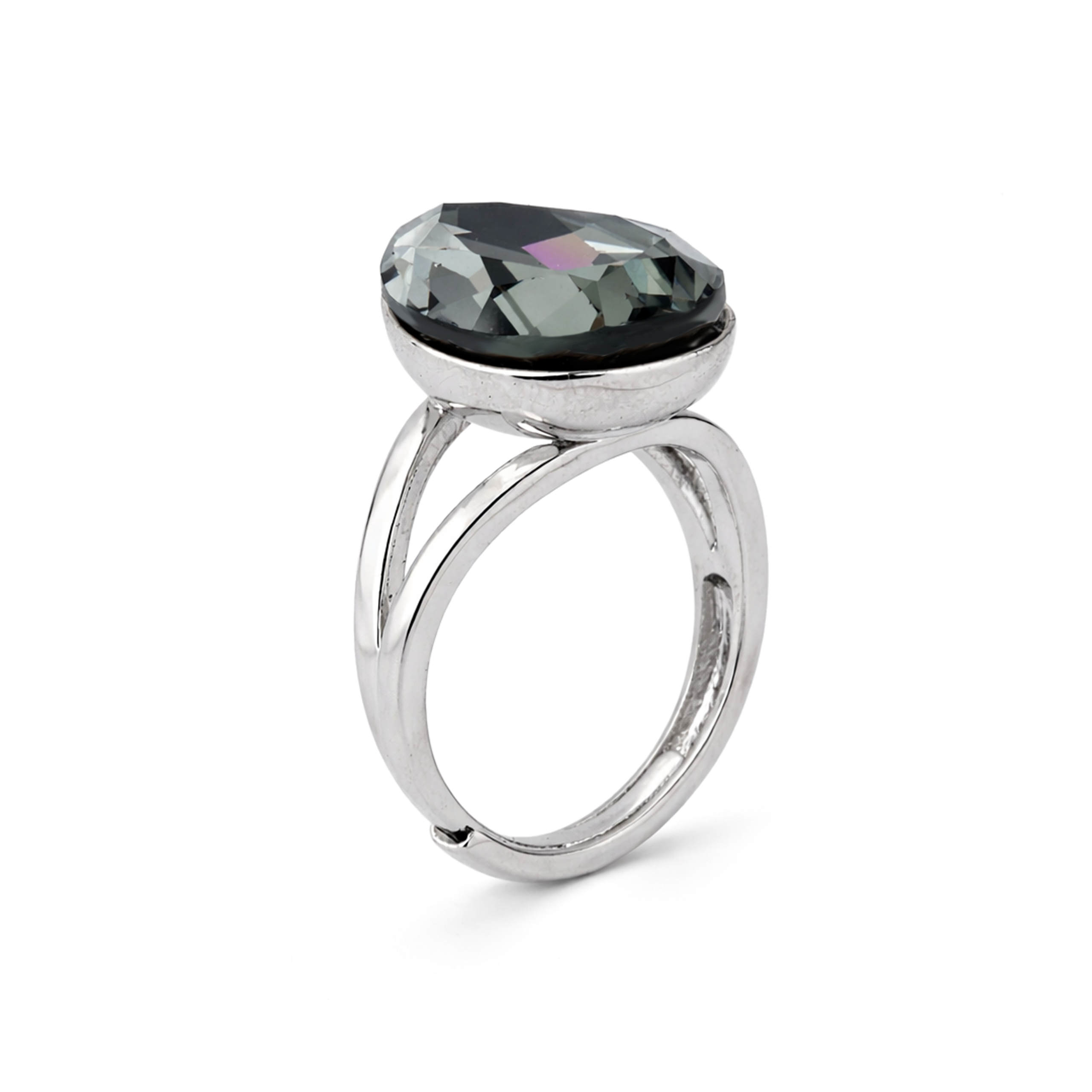 Pear-Cut Crystal Solitaire Ring - Clear