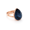 Pear-Cut Crystal Solitaire Ring - Deep Blue