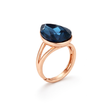 Pear-Cut Crystal Solitaire Ring - Deep Blue