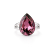 Pear-Cut Crystal Solitaire Ring - Plum