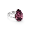 Pear-Cut Crystal Solitaire Ring - Plum