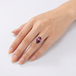 Pear-Cut Crystal Solitaire Ring - Plum