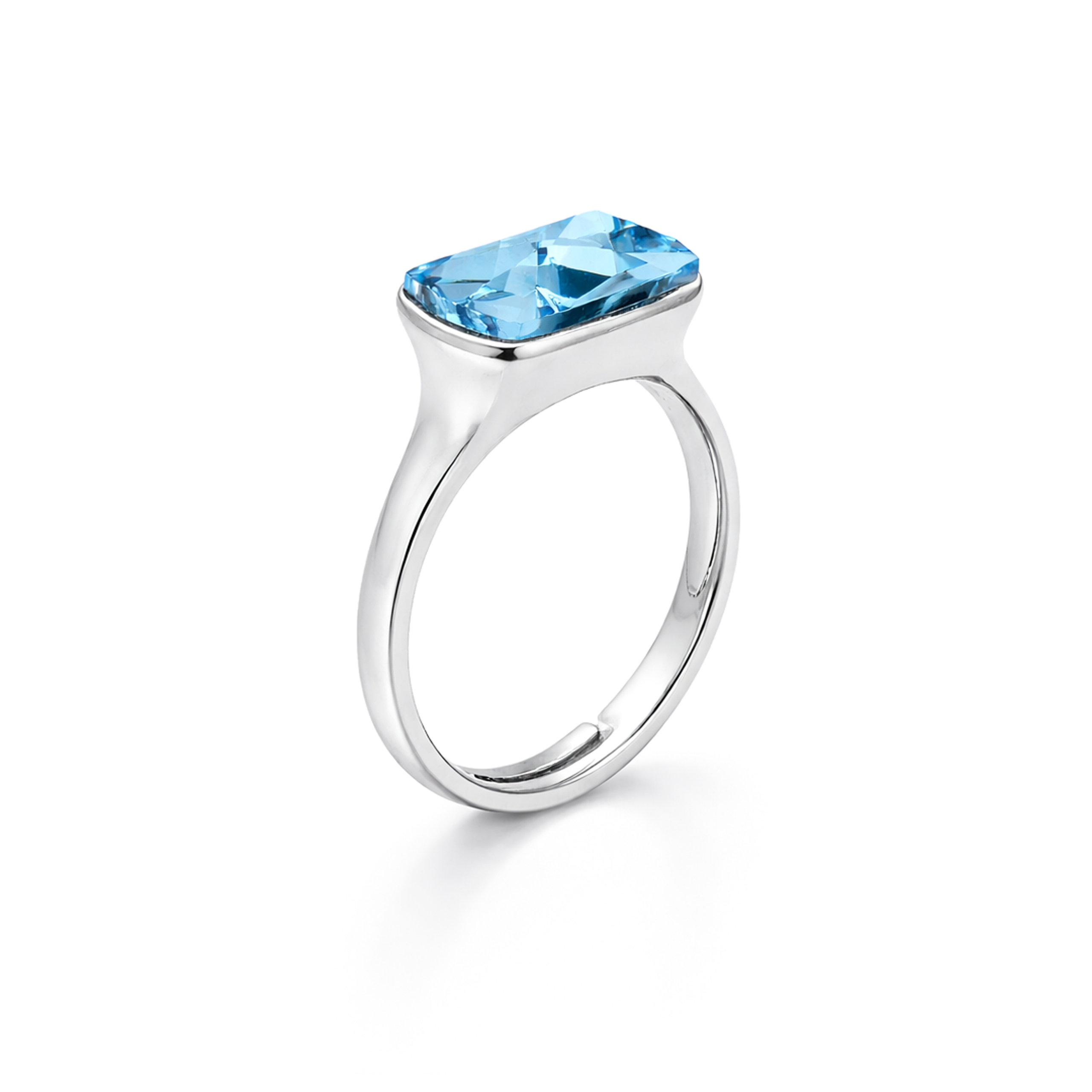 Aqua Princess-Cut Statement Ring