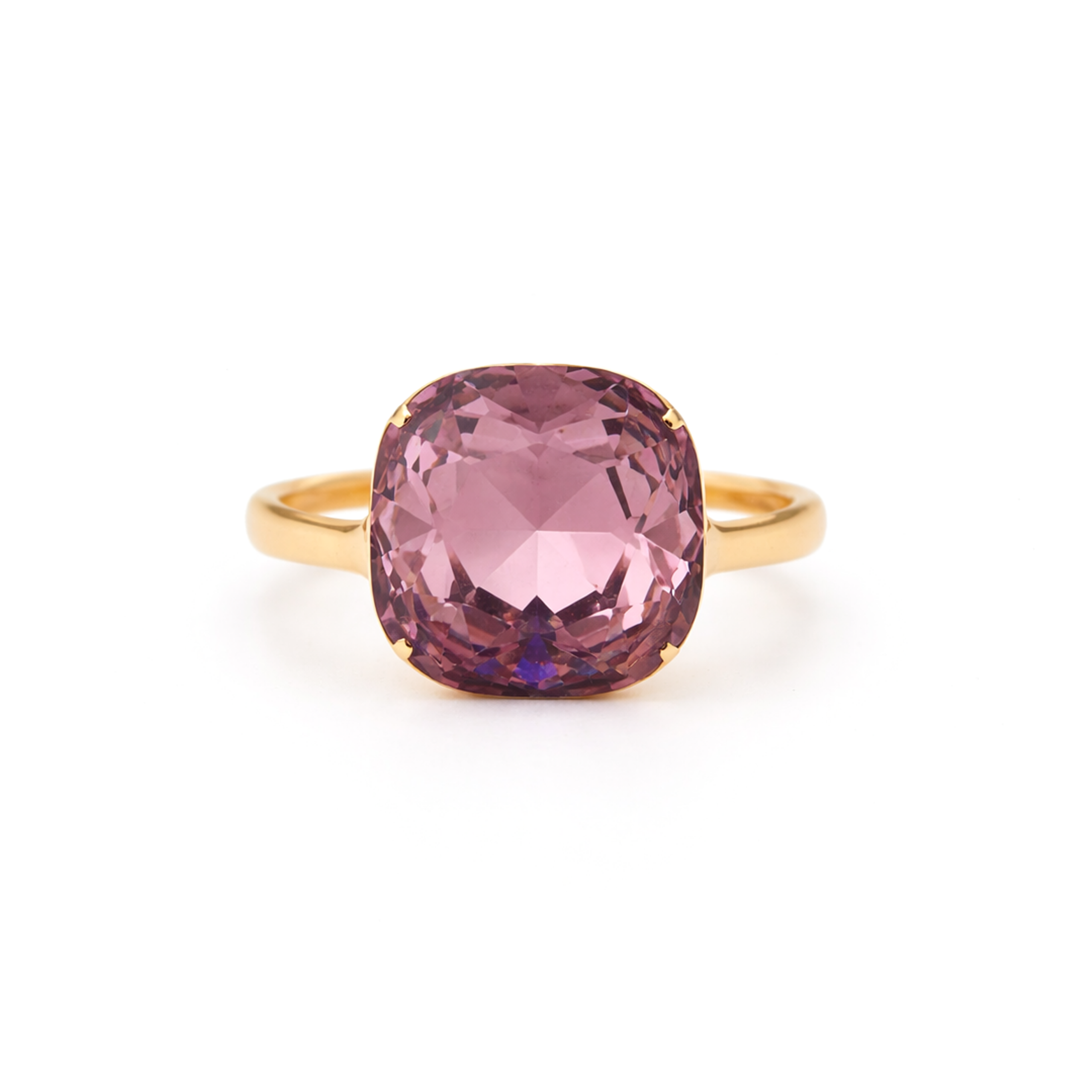 Cushion & Oval Crystal Solitaire Ring - Rose Quartz