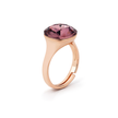 Cushion & Oval Crystal Solitaire Ring - Rose Quartz