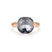 Cushion & Oval Crystal Solitaire Ring - Gunmetal