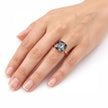 Cushion & Oval Crystal Solitaire Ring - Gunmetal