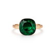 Cushion & Oval Crystal Solitaire Ring - Emerald Green
