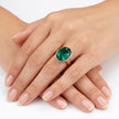 Cushion & Oval Crystal Solitaire Ring - Emerald Green