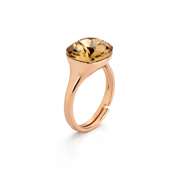 Cushion & Oval Crystal Solitaire Ring - Citrine