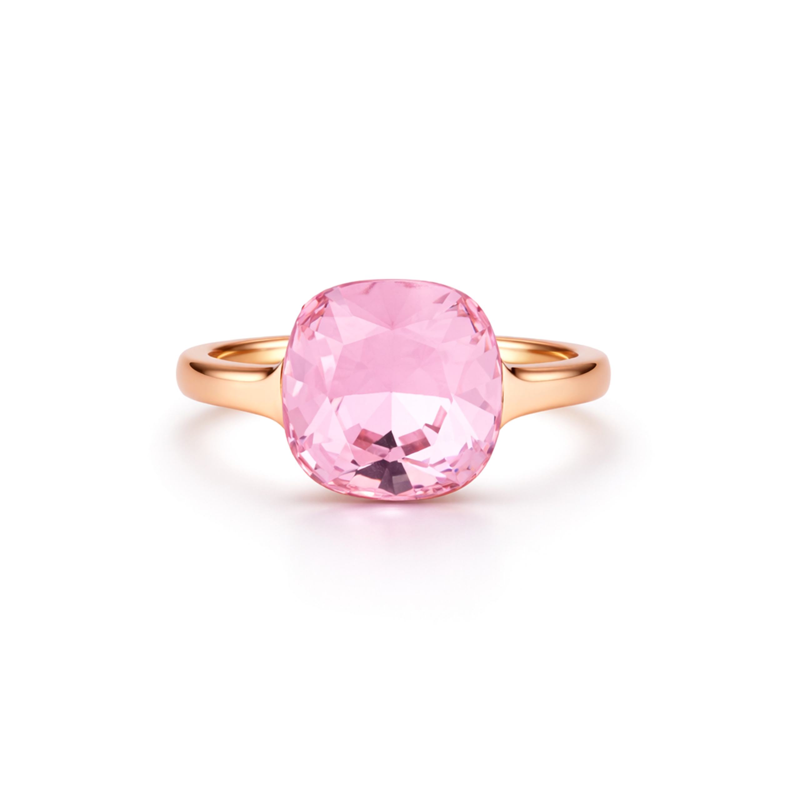 Cushion & Oval Crystal Solitaire Ring - Pink