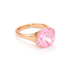 Cushion & Oval Crystal Solitaire Ring - Pink