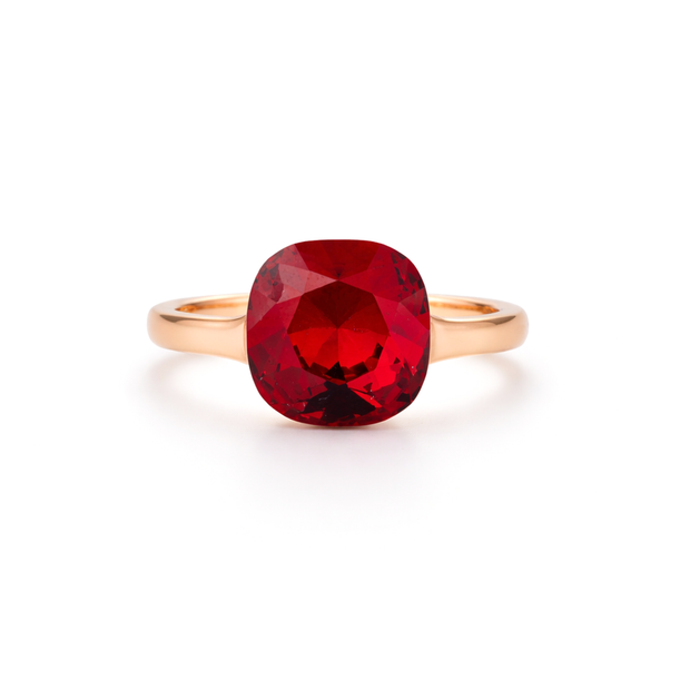Cushion & Oval Crystal Solitaire Ring - Silver