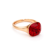 Cushion & Oval Crystal Solitaire Ring - Silver