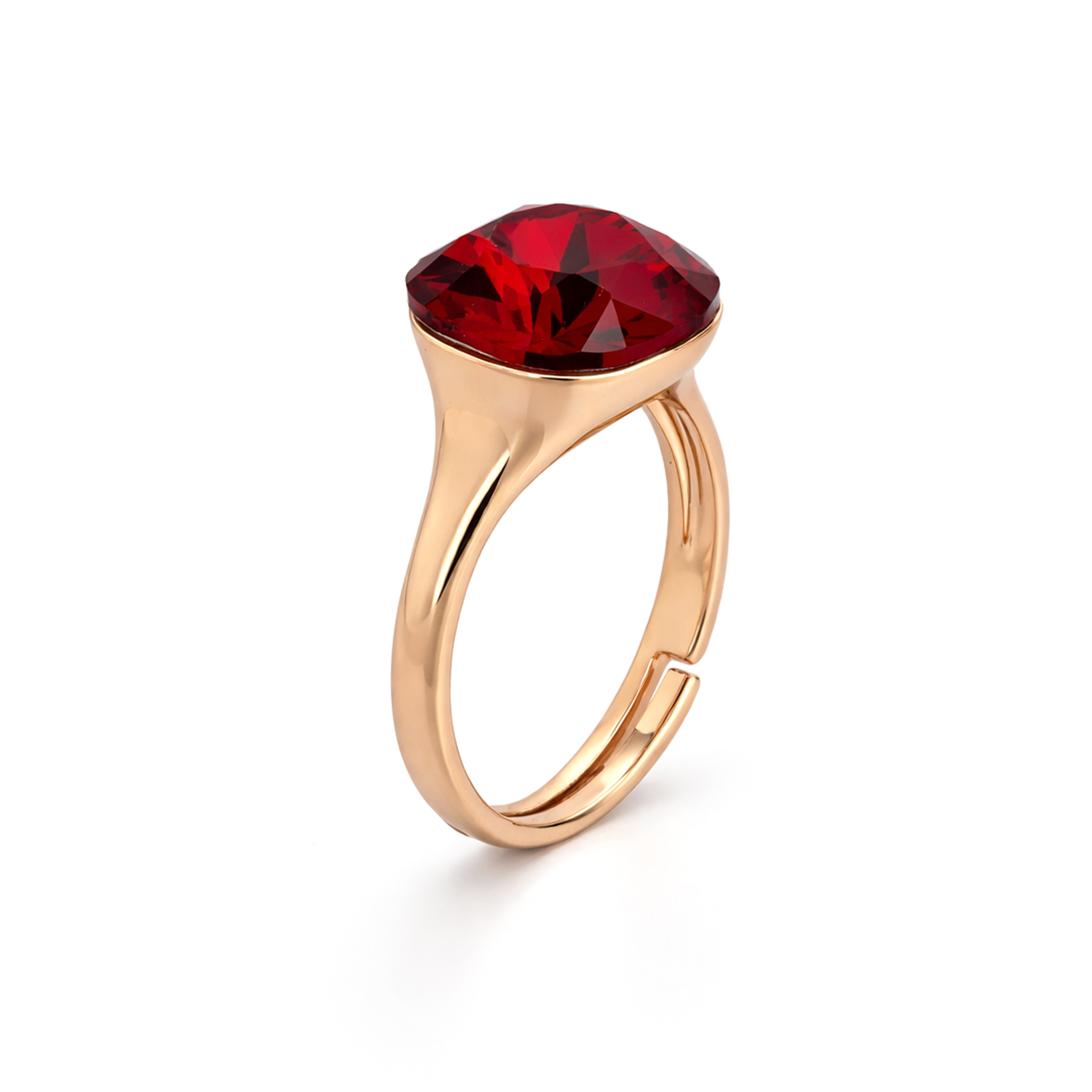 Cushion & Oval Crystal Solitaire Ring - Silver