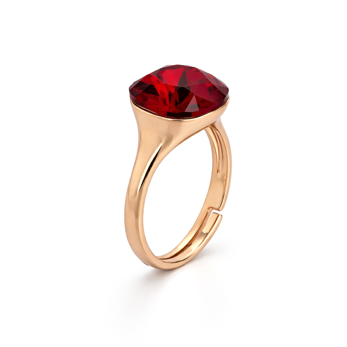 Cushion & Oval Crystal Solitaire Ring - Silver