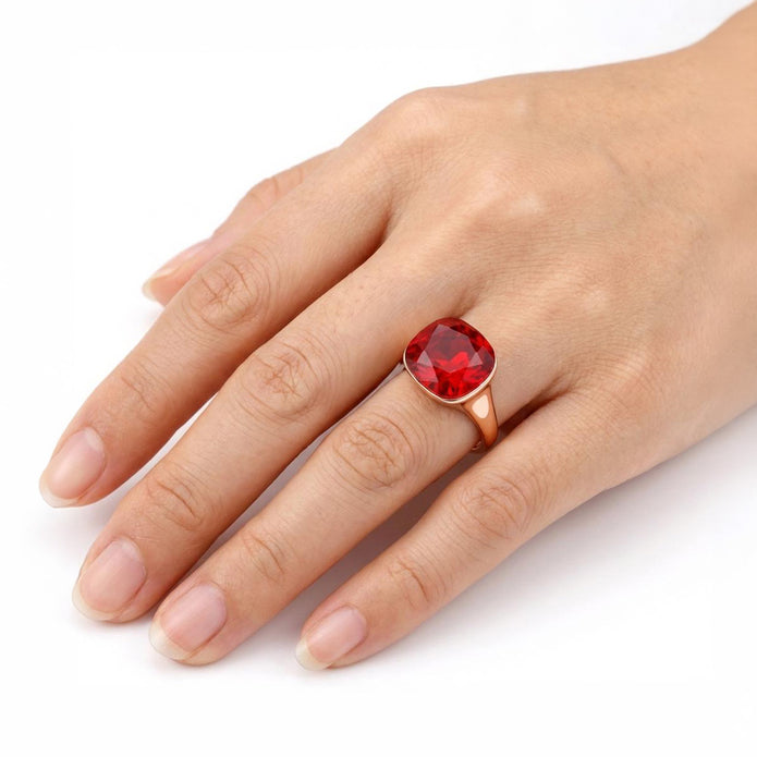 Cushion & Oval Crystal Solitaire Ring - Silver