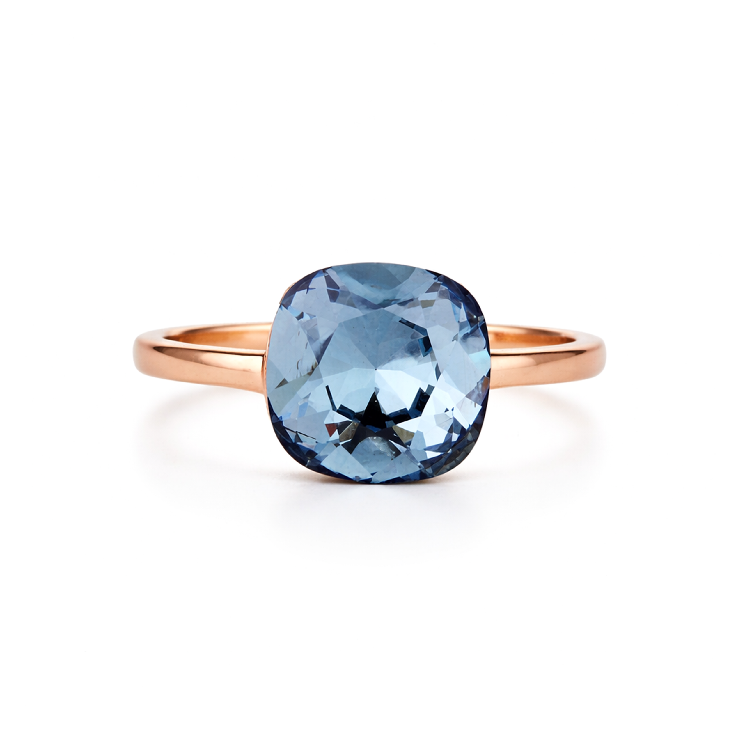 Cushion & Oval Crystal Solitaire Ring - Deep Blue