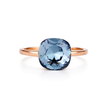 Cushion & Oval Crystal Solitaire Ring - Deep Blue