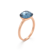 Cushion & Oval Crystal Solitaire Ring - Deep Blue