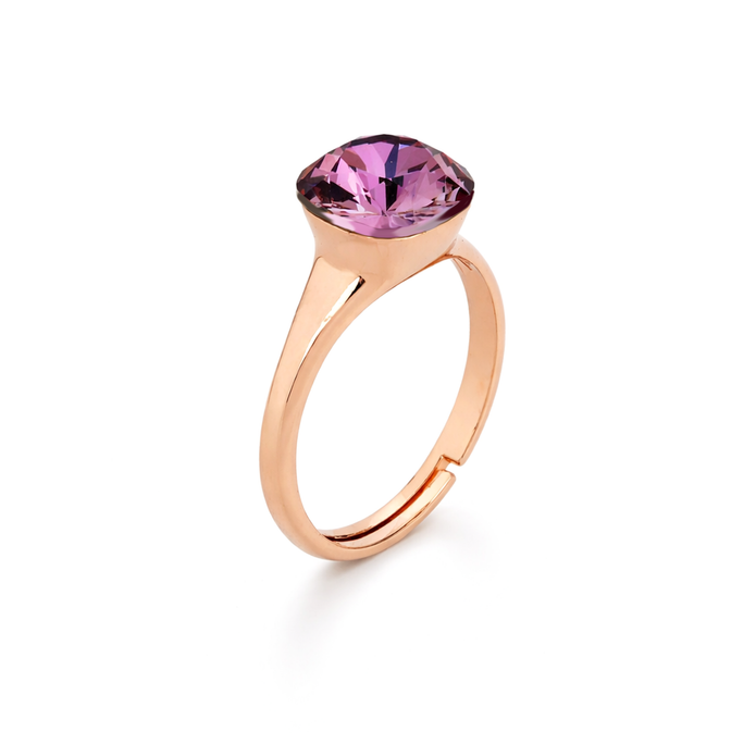 Cushion & Oval Crystal Solitaire Ring - Amethyst