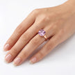Cushion & Oval Crystal Solitaire Ring - Amethyst