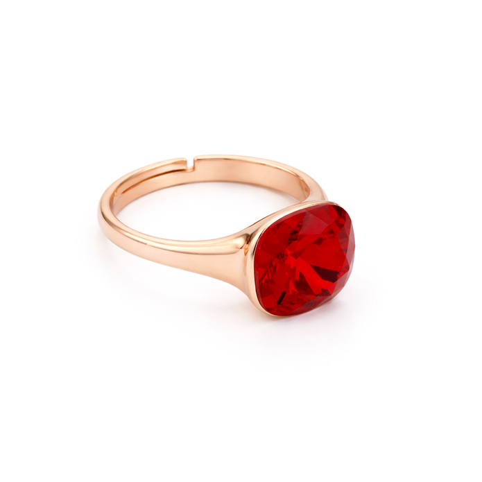 Cushion & Oval Crystal Solitaire Ring - Ruby Pink
