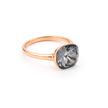 Cushion & Oval Crystal Solitaire Ring - Gunmetal