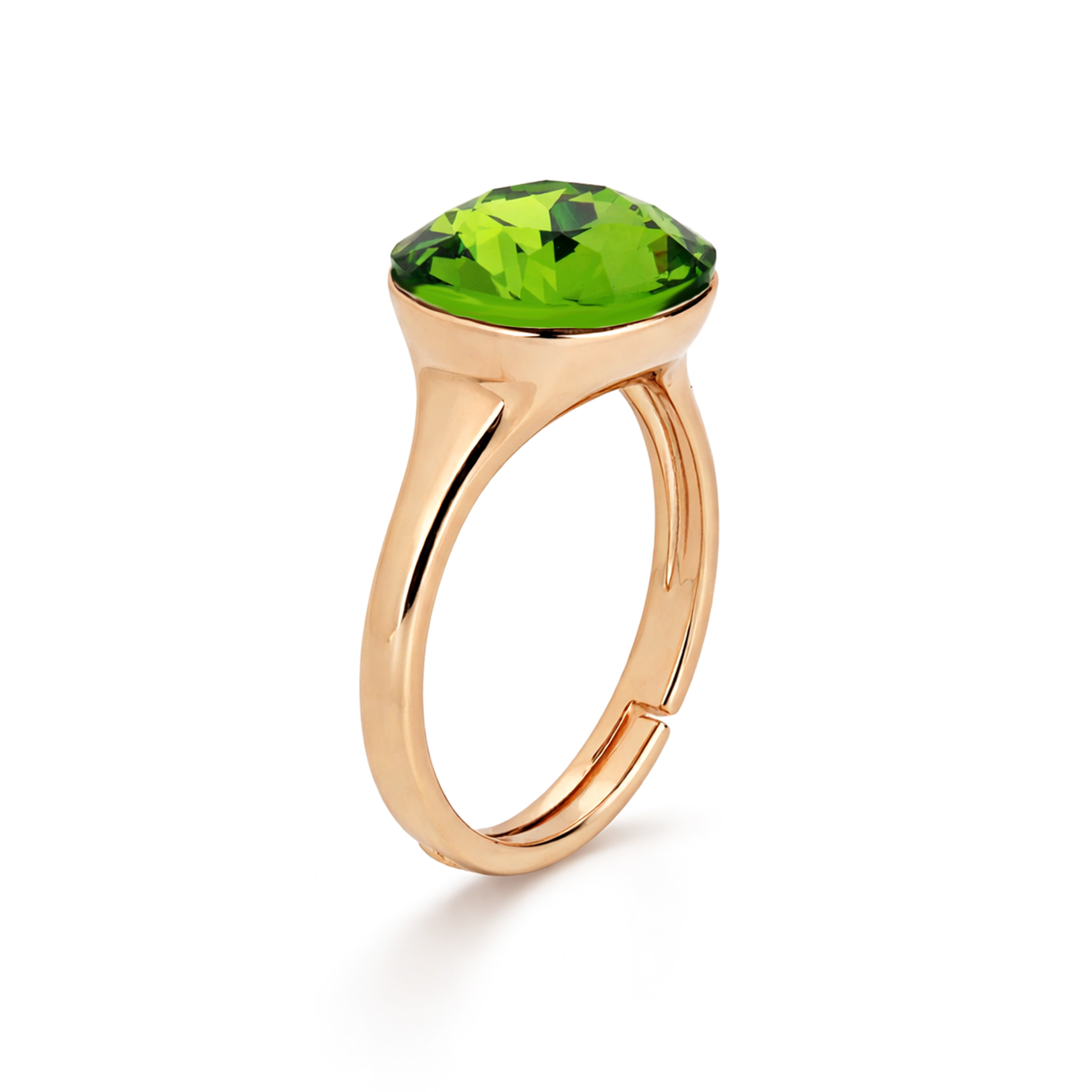 Cushion & Oval Crystal Solitaire Ring - Gold