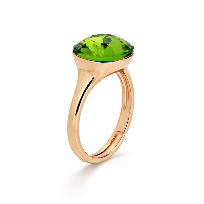 Cushion & Oval Crystal Solitaire Ring - Gold