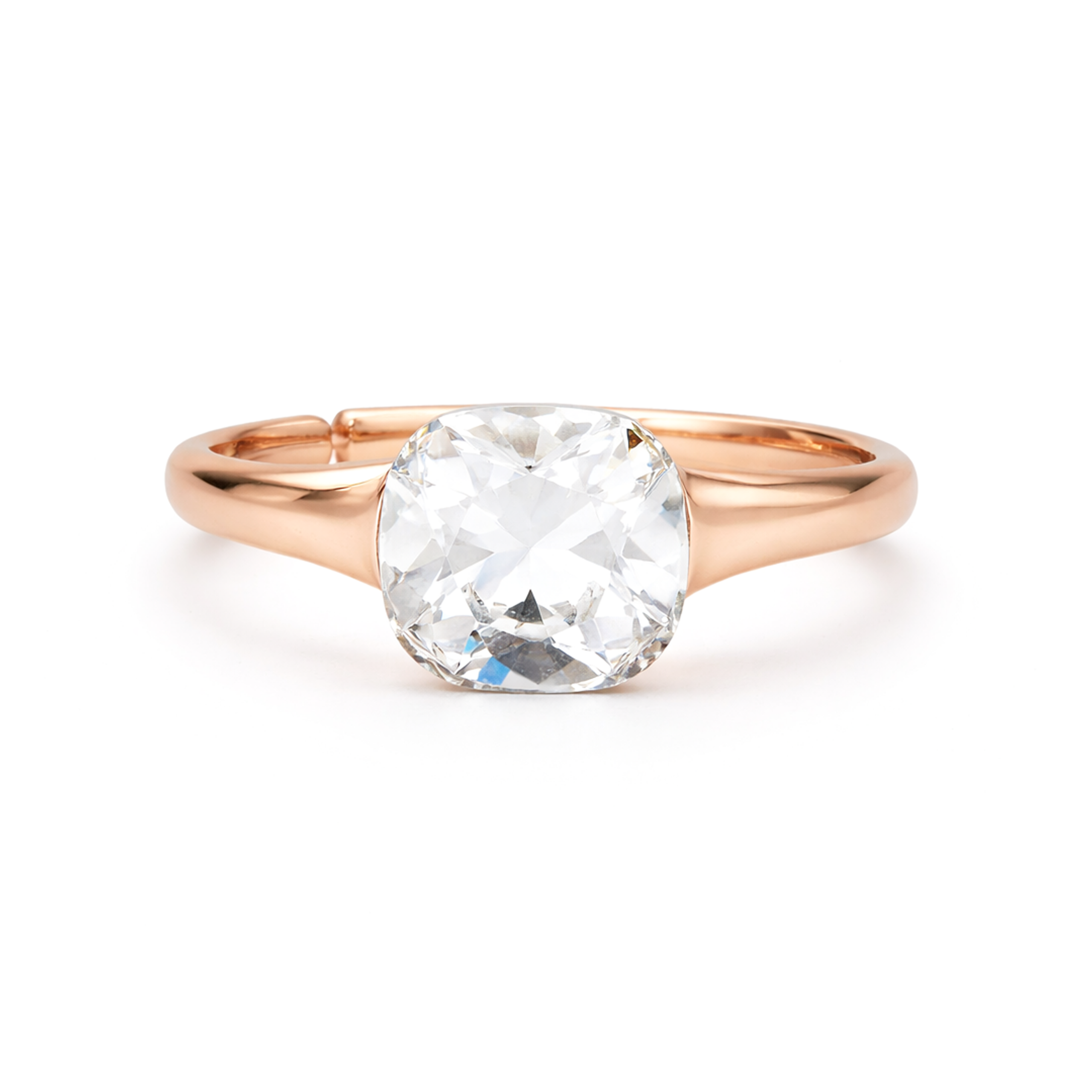 Cushion & Oval Crystal Solitaire Ring - Clear