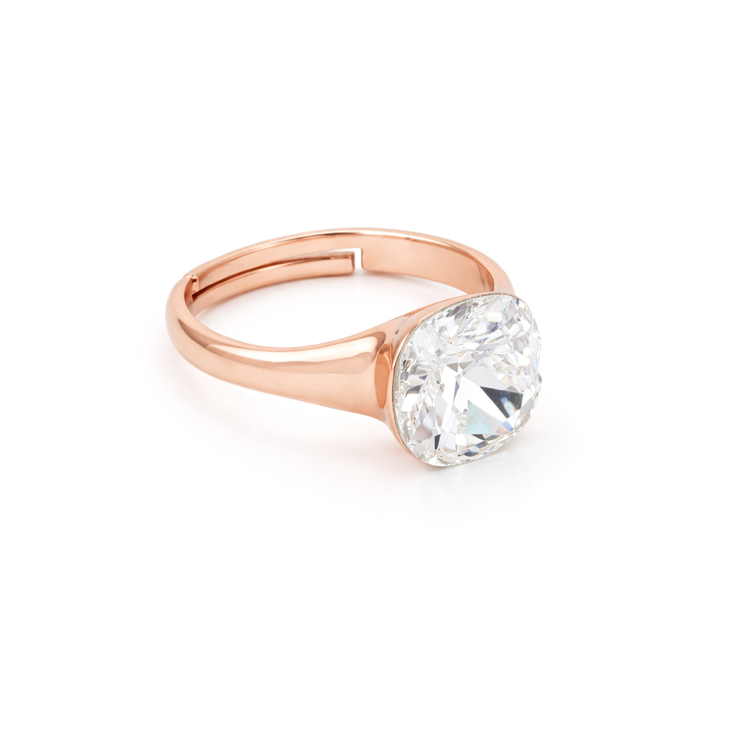 Cushion & Oval Crystal Solitaire Ring - Clear