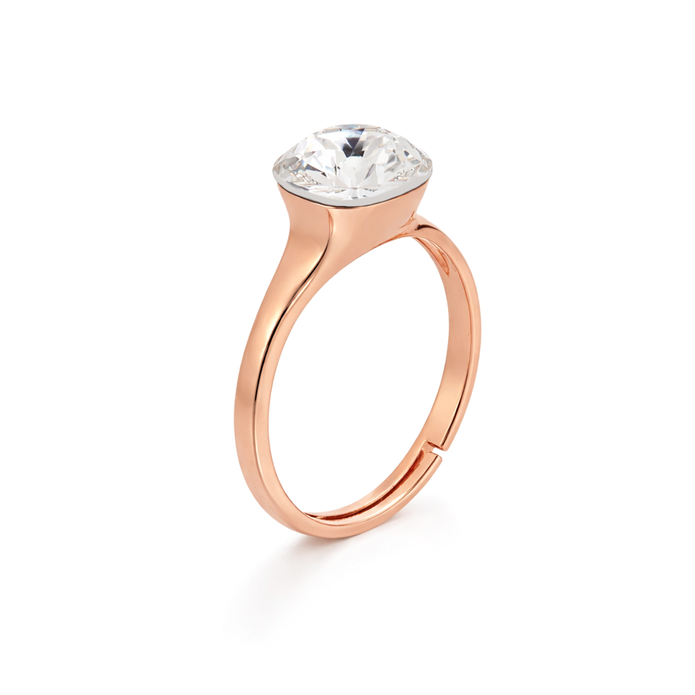 Cushion & Oval Crystal Solitaire Ring - Clear