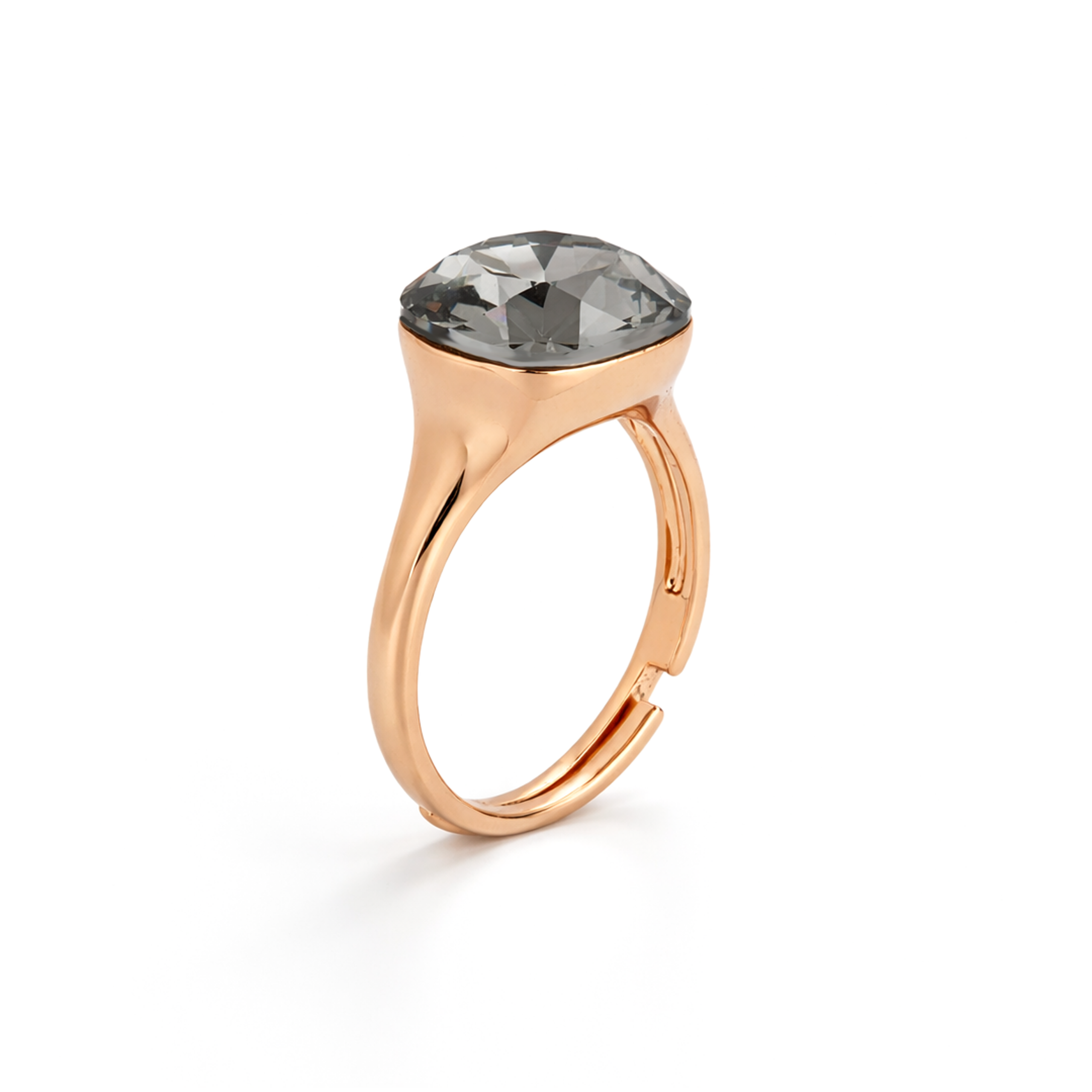 Cushion & Oval Crystal Solitaire Ring - Taupe