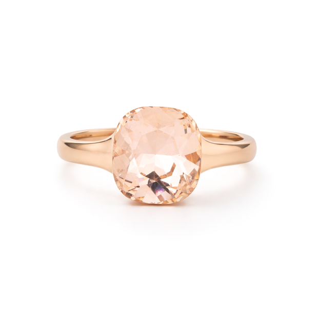 Cushion & Oval Crystal Solitaire Ring - Peach